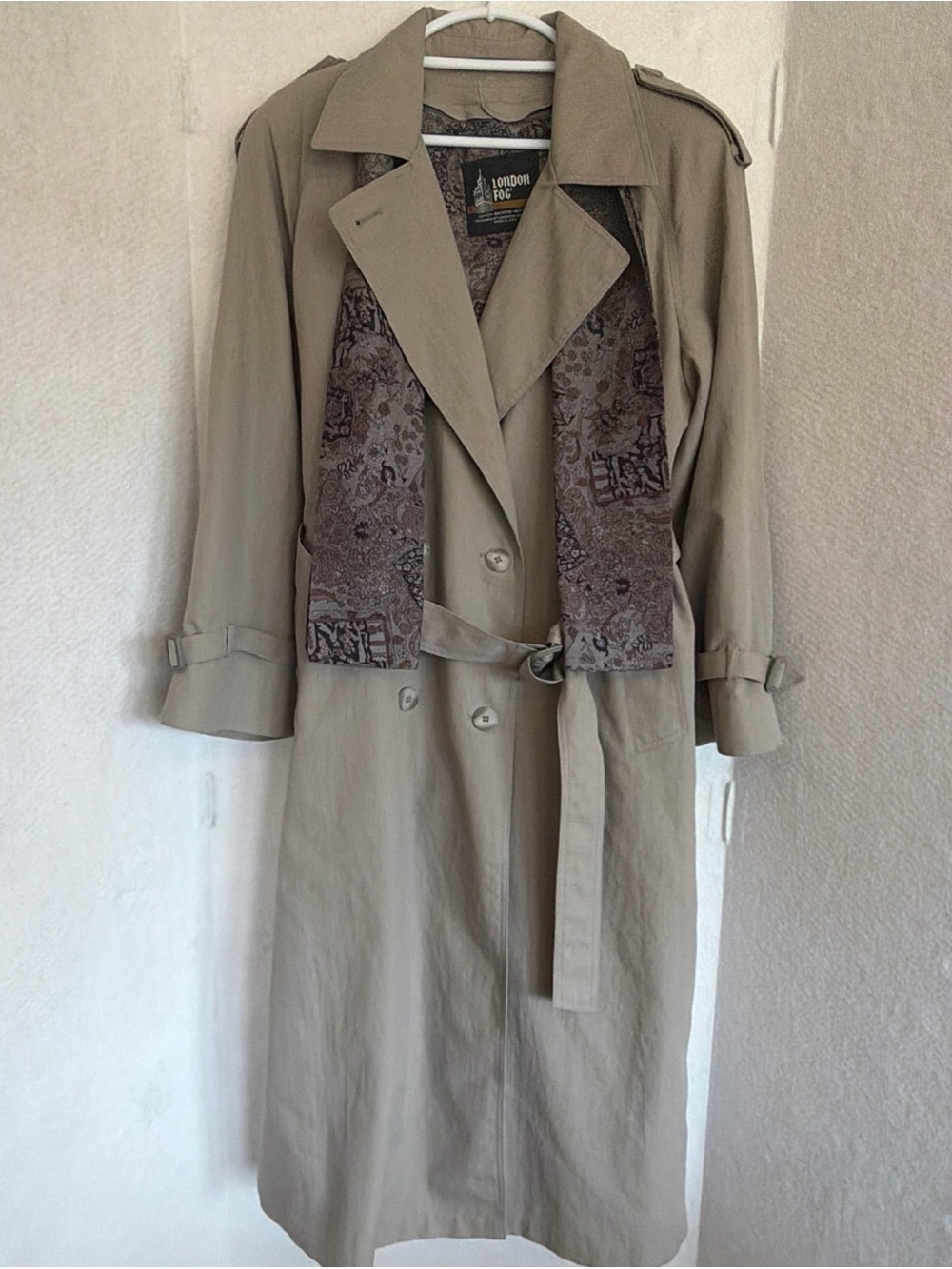 Vintage London Fog Coat Womens 14 Reg Brown Trench Matching Zip Liner and Scarf